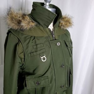 Mossimo Cropped Hooded Bomber Style Coat